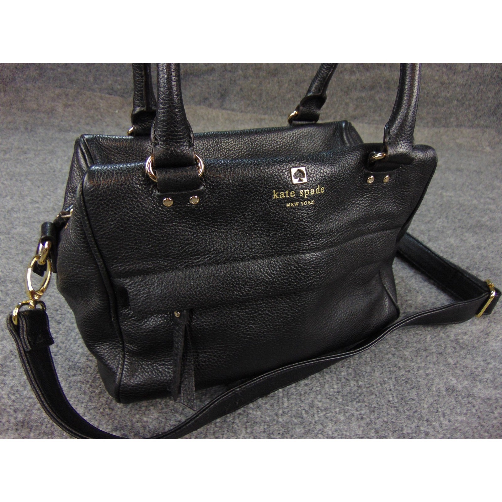 Kate Spade New York Black Pebbled Leather Satchel Crossbody Bag