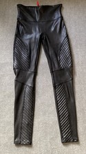 SPANX Faux Leather Moto Leggings Women  s M Black Casual Sporty Gym Outdoors Yoga