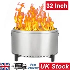 32 Inch Stainless Steel Smokeless Fire Pit Outdoor Low Smoke Firepit with Handle