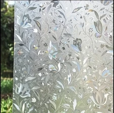 rabbitgoo Frosted Window Film Privacy Static Cling Stained Glass Film Decoration