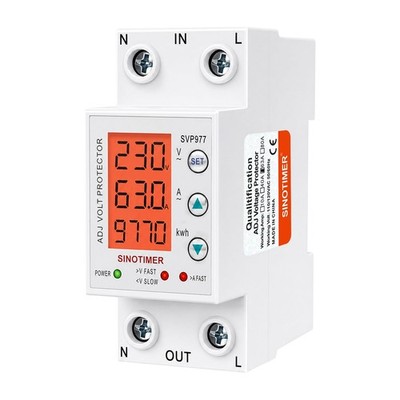 3 In 1 Smart Circuit Breaker 220VAC 63A Adjustable Voltage Surge Protector