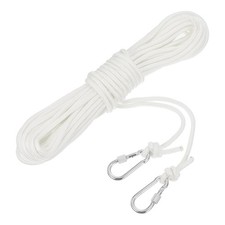 1/4 Inch 50ft Hollow Braided Polypropylene Anchor Rope with Hook, White