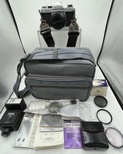 Vintage Asahi Pentax K1000 SLR 35mm Film Camera 50mm SMC A Lens Vivitar Flash +