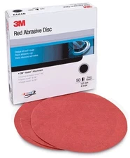 3M 01218 316U Series Abrasive Disc 6 in Dia, P400 Grit, Hook & Loop, Red (50/bx)