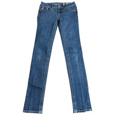 Miss Me Signature Skinny Flap Pocket Dark Wash Low Rise Womens Blue Jeans 28x33