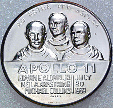 NASA Apollo 11 1969 First on the Moon 1969 Lombardo Mint Medal - 38mm
