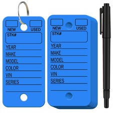 Gersoniel 200 Pcs Poly Car Key Tags with 200 Rings 1.4 x 3 inches, Blue