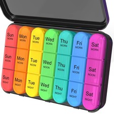 Daviky Pill Organizer 3 Times a Day, Daily 1 Count Pack of 1 , Black