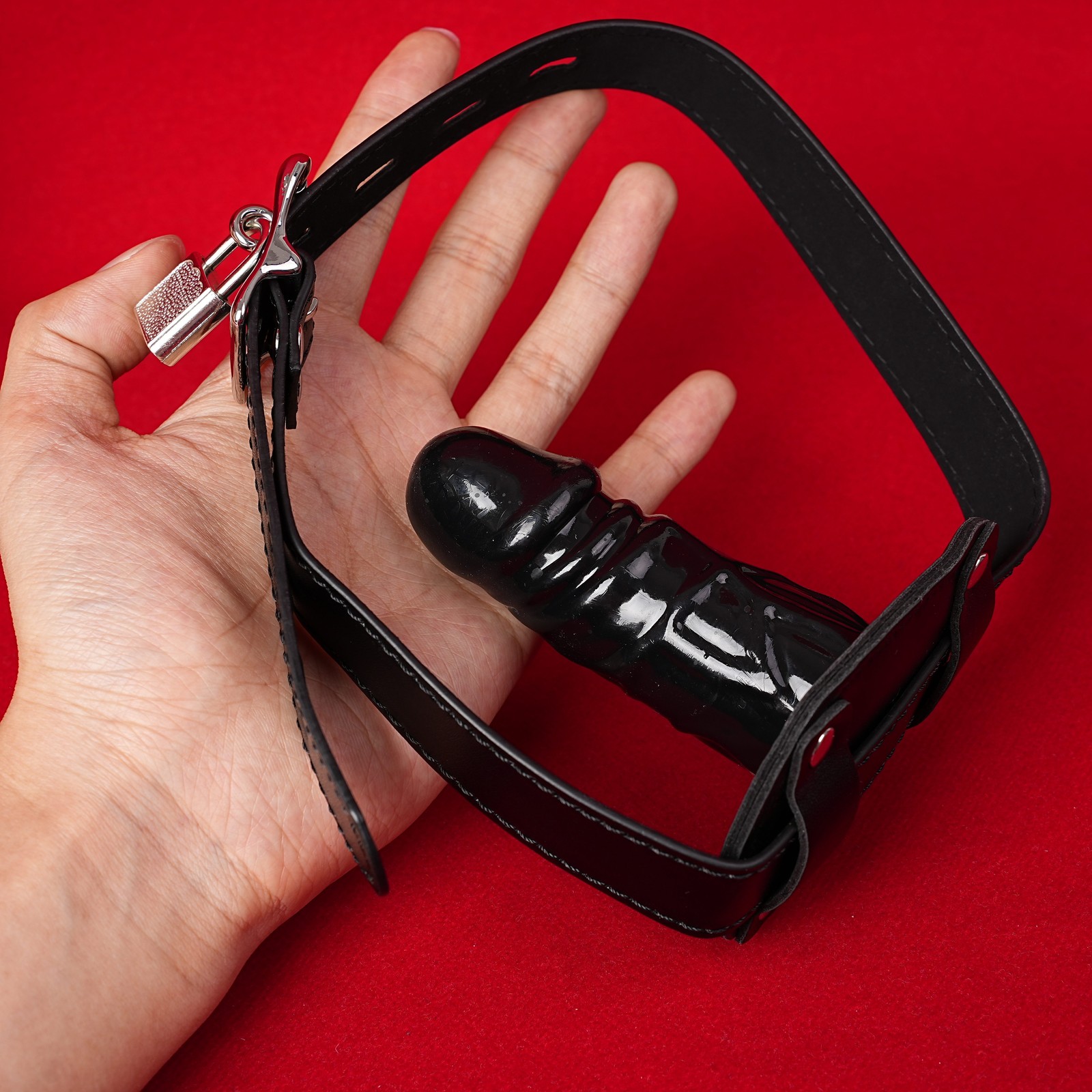 Bondage Plug Mouth Gag Oral Fixation Harness Belt Deep-throat Restraint Roleplay