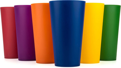 KX-WARE 32-Ounce Plastic Tumblers Large Drinking Glasses, Set of 6 Multicolor