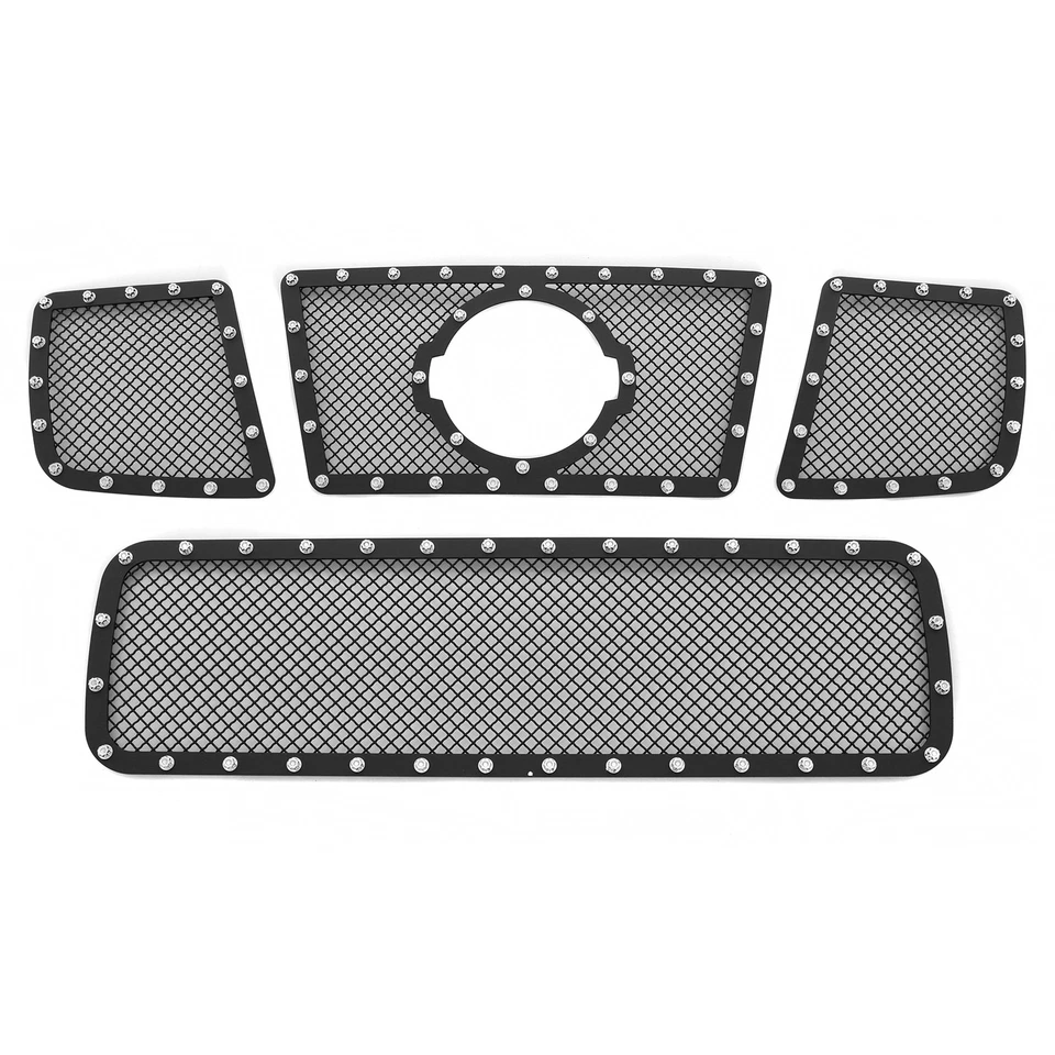 Combo de rejilla de malla remache negro de acero inoxidable para Nissan Armada/Titan 2004-2007 Foto 2 de 3
