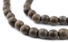 Round Natural Graywood Beads 8mm Brown Wood Large Hole 15 Inch Strand