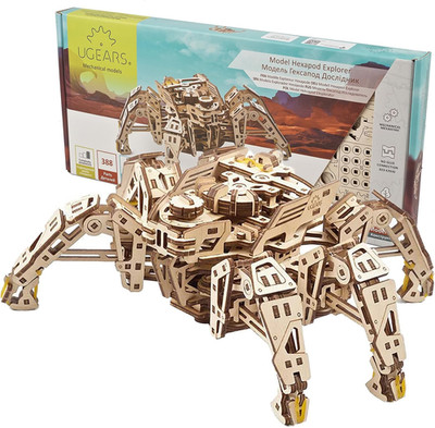 Hexapod Explorer 3D Puzzle - Walking Robot Wooden Model Kit - 6-Legged Crawler