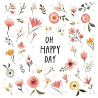 20 Servietten Oh Happy Day - Happy Day Um BlüMchen 33X33Cm