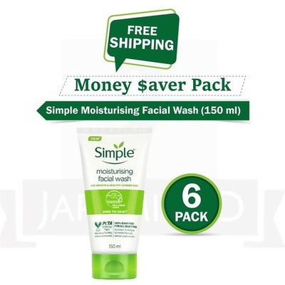 Simple Kind to Skin Moisturizing Facial Wash for Sensitive Skin 150ml, Pack of 6