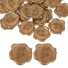 24pcs Wax Seal Stickers Rose Envelope Seal Stickers Copper