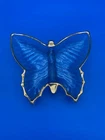 Jeanette Clear Glass w/ Gold Rim Butterfly Shaped Divided Candy or Trinket Dish