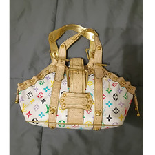 Louis Vuitton Murakami Multicolore Monogram Satchel Bag White Gold Hardware