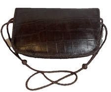 Vtg 70s All Leather Shoulder Bag Purse Brown Braided Handle Whipstitched Small