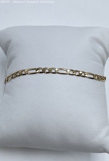 Aurafin 13.95K Yellow Gold Figaro Link Bracelet 7.25" 3.06g Italy