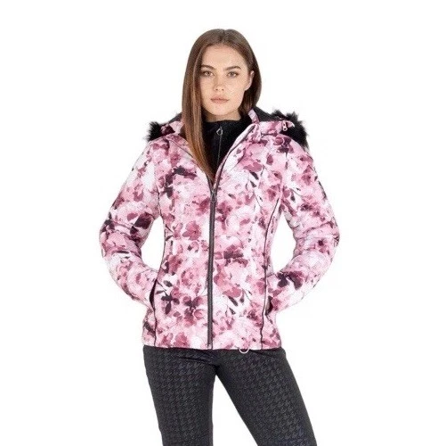Dare 2B女式中号滑雪夹克粉色花卉连帽隔热冬季外套 — 第 2/4 张图片