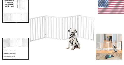 Modern White 4-Panel Freestanding Pet Gate - Indoor Solution for Dogs & Cats - Picture 2 of 10
