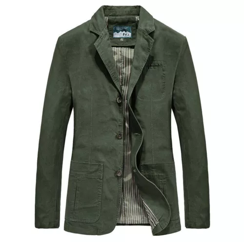 Herren Freizeit Blazer Langarm Jacke Gewaschen Baumwolle Blazer Anzüge Mantel XS-XXL - Bild 13 von 28