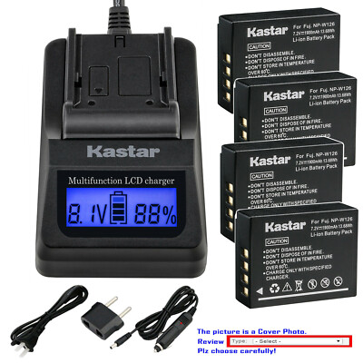 Kastar Battery LCD Fast Charger for Fujifilm NP-W126 BC-W126 & Fujifilm X-E1