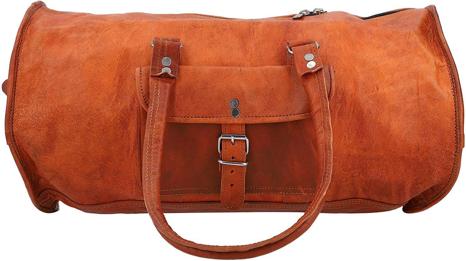 Bolso De Viaje De Cuero Para Hombre Con Tres Bolsillos Exteriores Vintage
