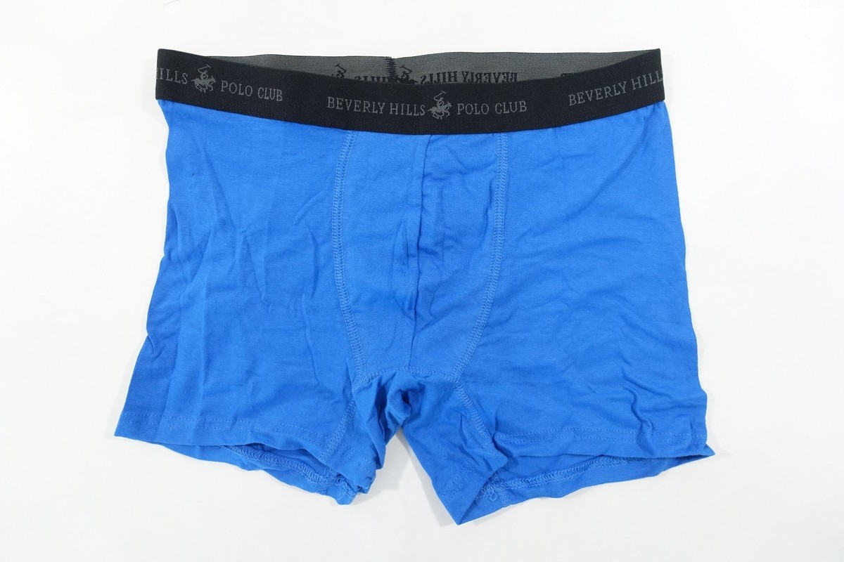 BEVERLY HILLS POLO CLUB BLUE BLACK MEDIUM STRETCH BOXER BRIEFS MENS NEW