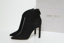 New sz 6 / 36 Jimmy Choo Bowie Black Suede Pointy Toe Ankle Bootie Shoes