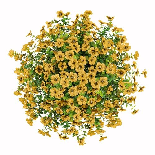 Artificial Fake Fall Hanging Mums Plants Flowers Basket for Outdoor