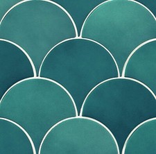 5x5 Mandarin Glossy Fan Gradient Emerald Green Ceramic Mosaic Tile BOX OF 11