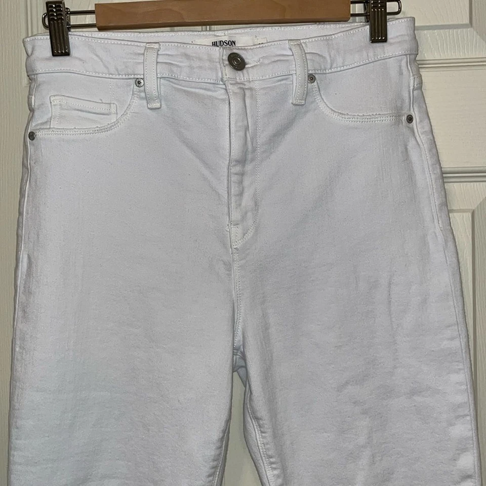 Pantalones de mezclilla Hudson Holly blancos tiro alto ajustados desgastados talla 29 playa primavera nuevos con etiquetas Foto 2 de 4