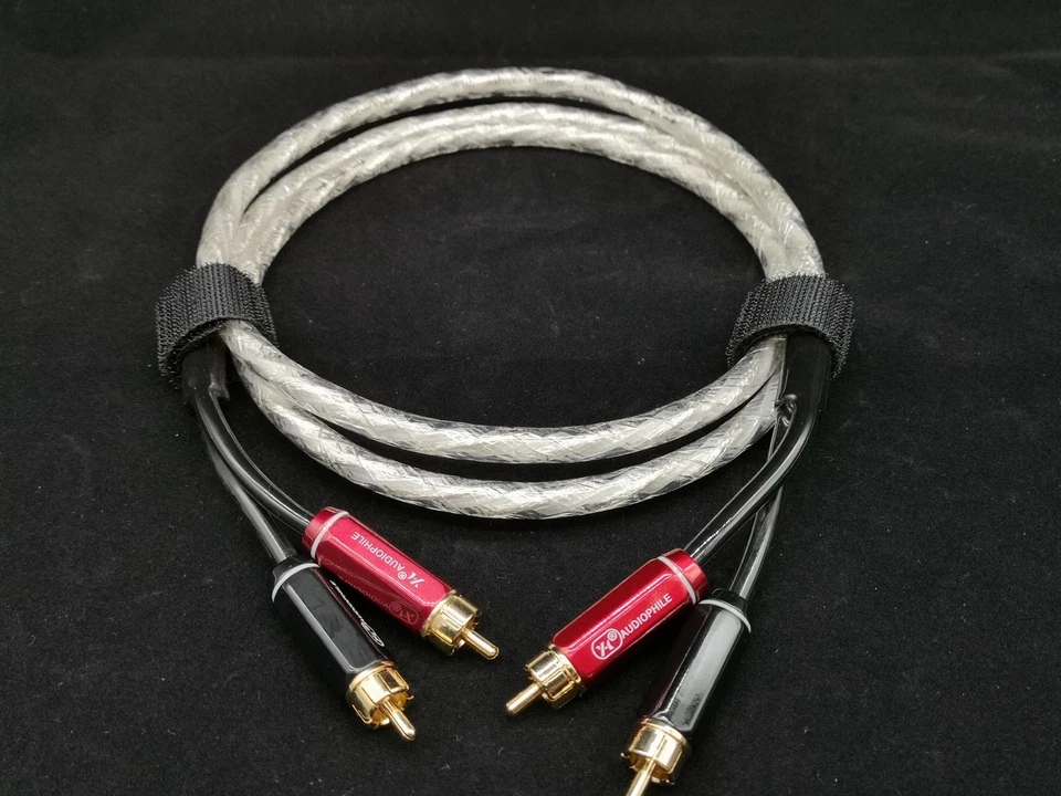 1x Pure Copper Silver Plated RCA Audio Cable Gold Plug connector  - Image 3 of 4