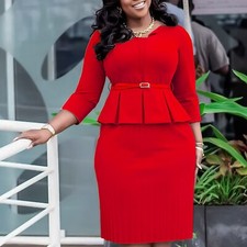 Women's Office Wear Peplum Dress Work Dresses Ruffle Pencil Cocktail Dress