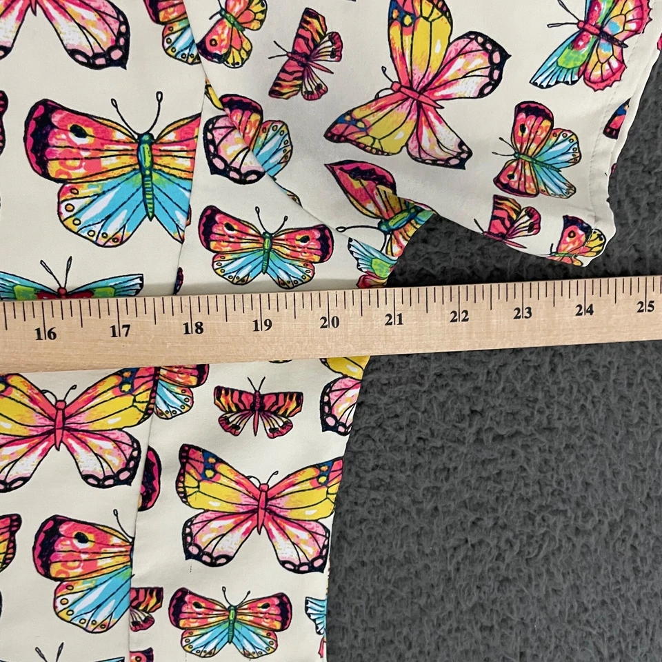 WonderWink Scrub Top Womens Medium Multicolor Butterfly Workwear Nurse Mom - Image 2 of 4