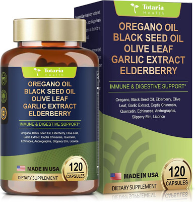 Oil of Oregano with Black Seed Oil Capsules High Absorption with Garlic,Olive Le