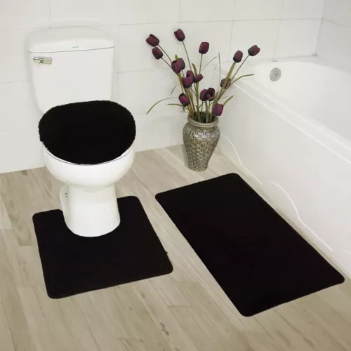 3Pcs Bathroom Bath Mat Contour Rug Set with Toilet Lid Cover,Ultra Soft,Non-Slip - Picture 2 of 23