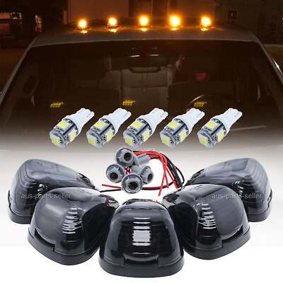 5-QTY Smoke Cab Roof Marker Lights For Dodge Ram 1500 2500 3500 4500 2003 - 2026