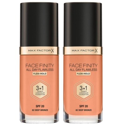 Max Factor Facefinity 3-in-1 Lasting Foundation SPF20 Deep Bronze 82, 2er Pack 60ml