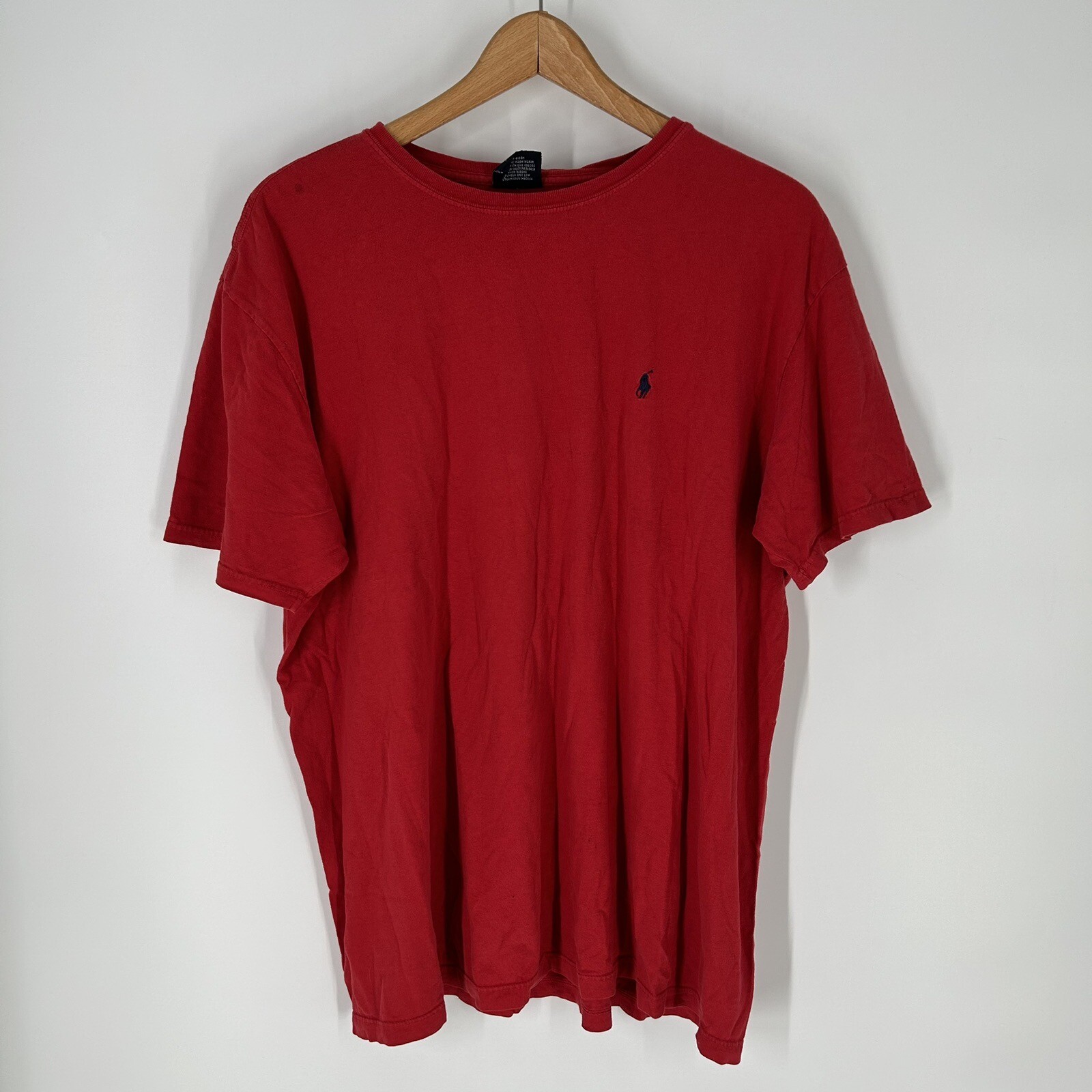 Polo Ralph Lauren da uomo vintage rossa manica corta piccola pony taglia L