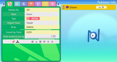 Pokemon Strahlender Diamant & Leuchtende Perle 6IV Shiny Unown N Max EVs