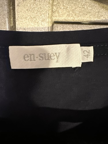 NWOT En Suey Gray Blue Beaded Wide Neckline Jeweled Top Size 42 - Foto 6 di 10