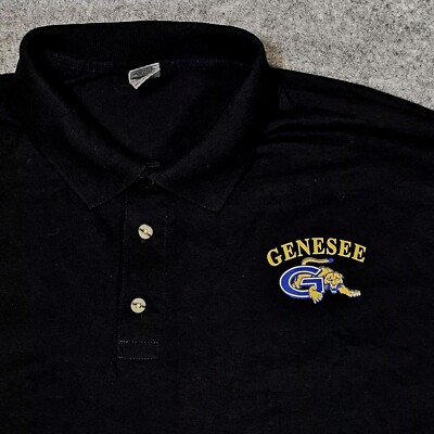 Genesee CC Cougars Polo Shirt Adult 2XL Black Embroidered S/S Cotton Blend