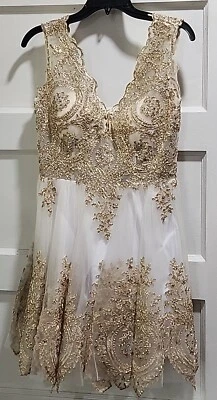 gold dress size 4 Faviana Tight Corset Homecoming Dress 11111 Forest Green / 10