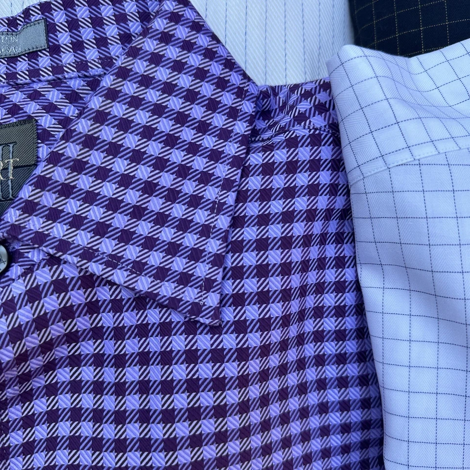 Lote de 5 camisas sociais masculinas de algodão com botões XMI grande esporte médio - Imagem 3 de 4