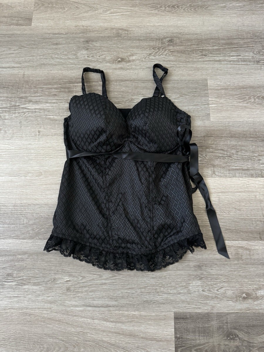 NWT Caquique Corset Bustier Black Lace Waist Tie 22/24 - Main Image