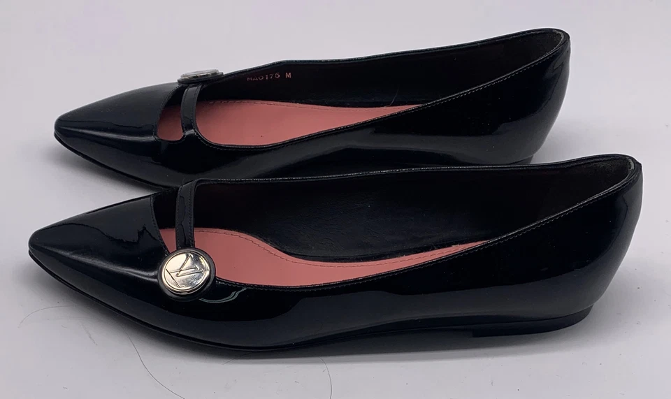 Louis Vuitton Negro Charol Puntera Punta Mary-Jane Pisos Talla 36.5 EE. UU. 6.5 Foto 3 de 4