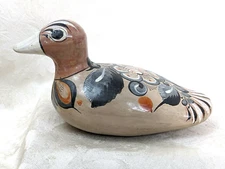 Tonala Mexican Clay Pottery Bird Quail Dove Folk Art Figure Mexico Talavera